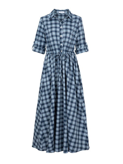 Elara Dress Blue Plaid