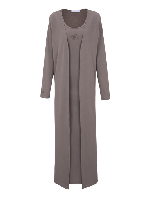 Brown Ribbed Long Twin Set