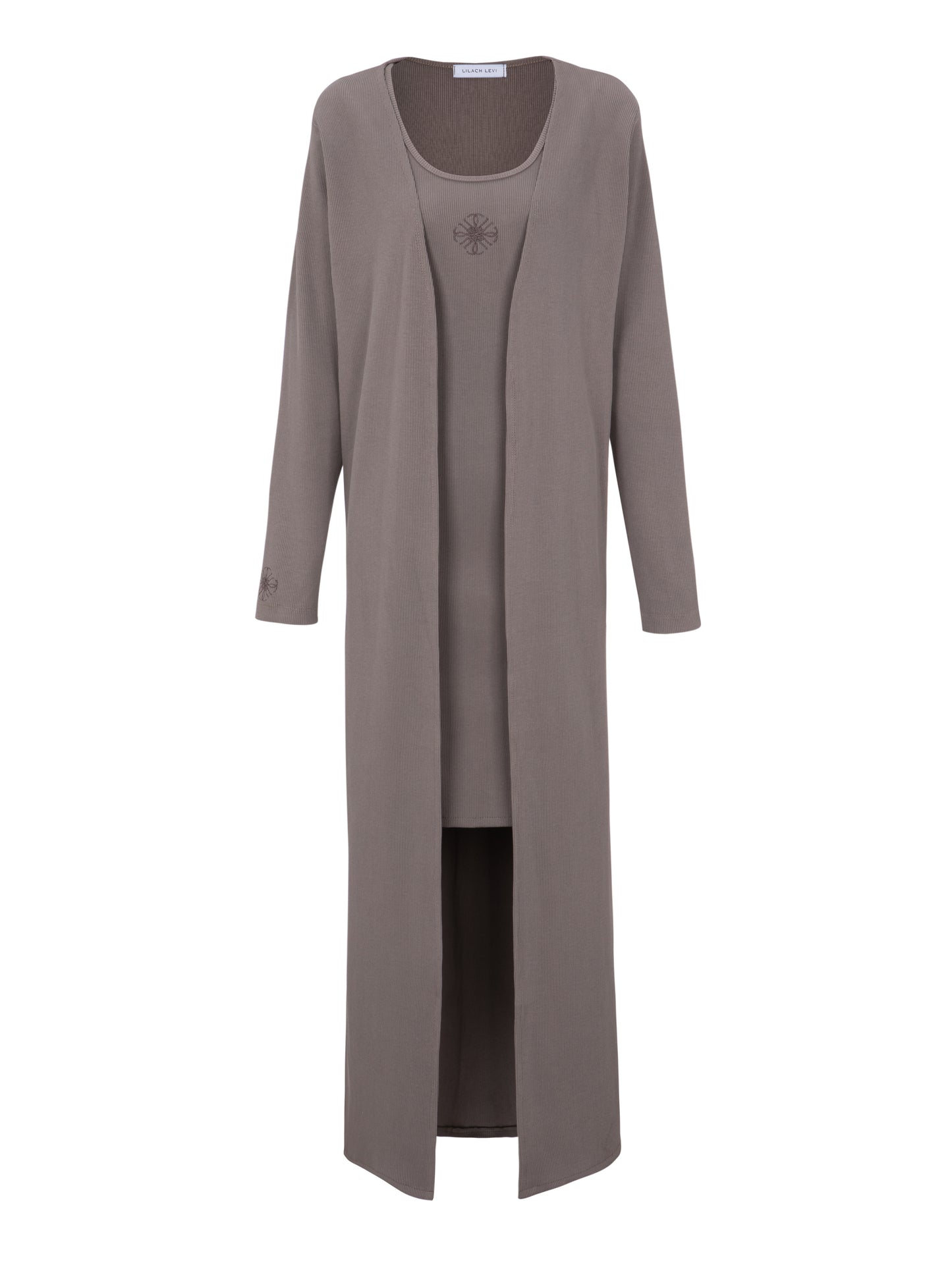 Brown Ribbed Short Twin Set