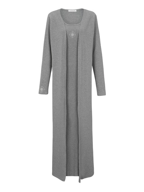 Grey Ribbed Long Twin Set