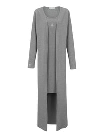 Grey Ribbed Short Twin Set